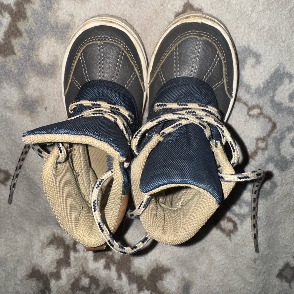 Kids Gray and Tan Boots